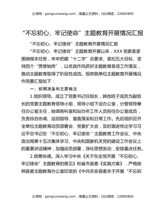 “不忘初心、牢记使命”主题教育开展情况汇报（4）