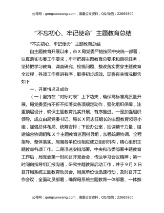 “不忘初心、牢记使命”主题教育总结