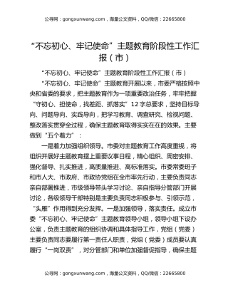 “不忘初心、牢记使命”主题教育阶段性工作汇报（市）（2）