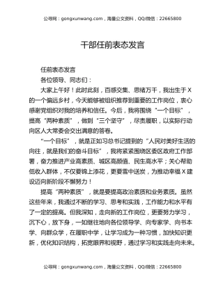 干部任前表态发言