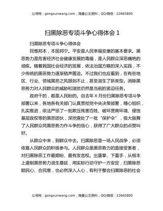 扫黑除恶专项斗争心得体会1
