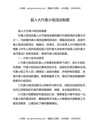 县人大代表小组活动制度