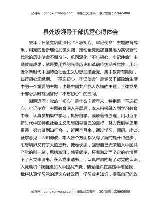 县处级领导干部优秀心得体会