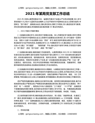 2021年某局党支部工作总结