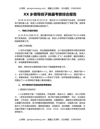 XX乡领导班子换届考察综合报告