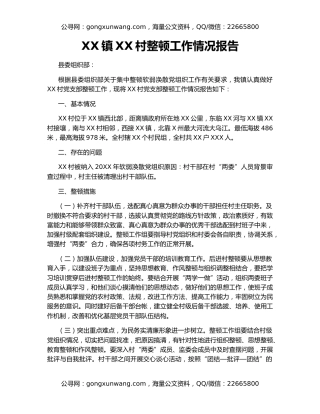 XX镇XX村整顿工作情况报告