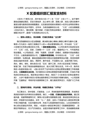 X区委组织部汇报发言材料