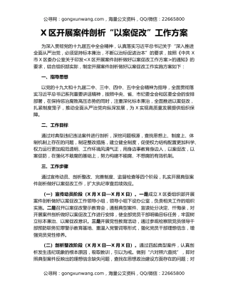 X区开展案件剖析“以案促改”工作方案