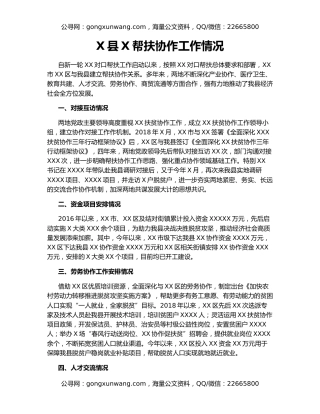 X县X帮扶协作工作情况
