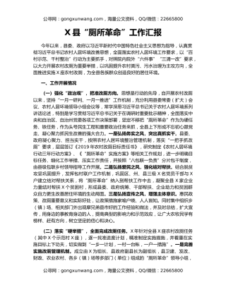 X县“厕所革命”工作汇报