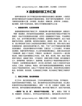 X县委组织部工作汇报