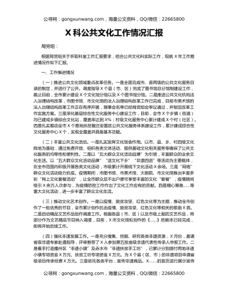 X科公共文化工作情况汇报