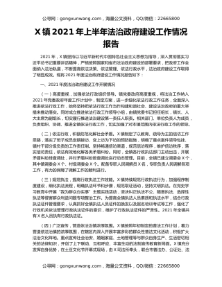 X镇2021年上半年法治政府建设工作情况报告
