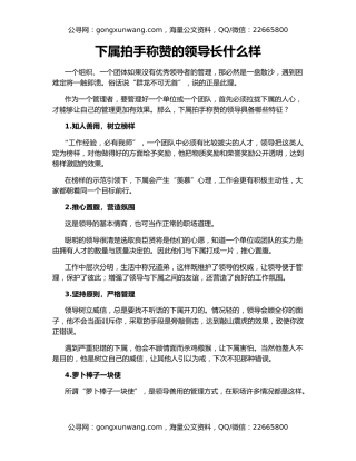 下属拍手称赞的领导长什么样