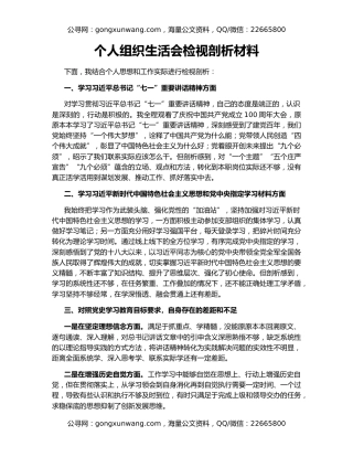 个人组织生活会检视剖析材料