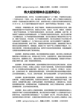 伟大延安精神永远滋养初心