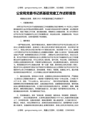 公安局党委书记抓基层党建工作述职报告