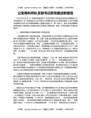 公安局科所队支部书记抓党建述职报告