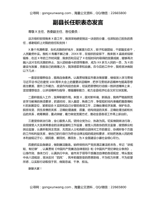 副县长任职表态发言