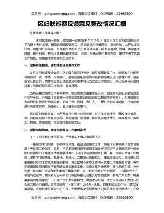 区妇联巡察反馈意见整改情况汇报