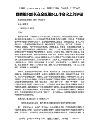 县委组织部长在全区组织工作会议上的讲话
