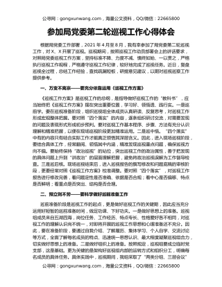 参加局党委第二轮巡视工作心得体会