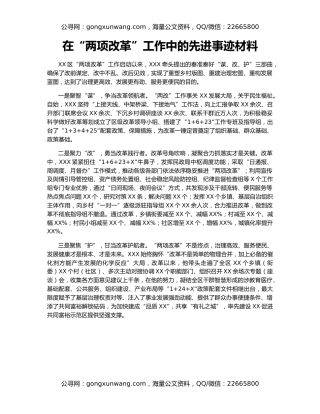 在“两项改革”工作中的先进事迹材料