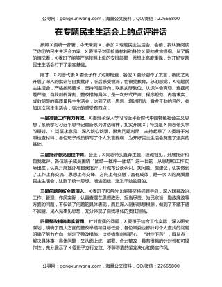 在专题民主生活会上的点评讲话25079