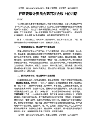 在区委审计委员会第四次会议上的讲话