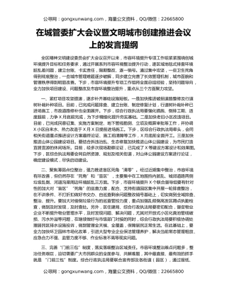 在城管委扩大会议暨文明城市创建推进会议上的发言提纲