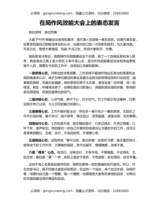 在局作风效能大会上的表态发言