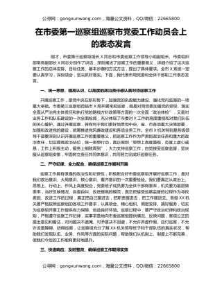 在市委第一巡察组巡察市党委工作动员会上的表态发言