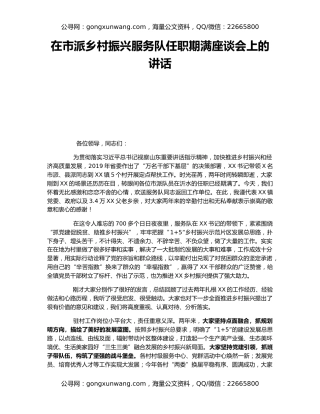 在市派乡村振兴服务队任职期满座谈会上的讲话