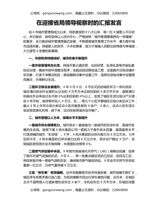 在迎接省局领导视察时的汇报发言