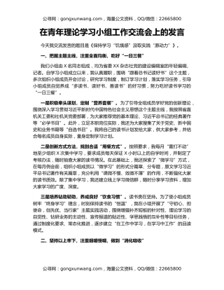 在青年理论学习小组工作交流会上的发言