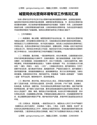 城管局优化营商环境专项工作情况汇报