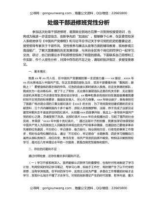 处级干部进修班党性分析