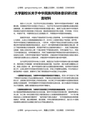 大学副校长关于中华民族共同体意识研讨发言材料