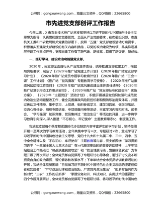 市先进党支部创评工作报告