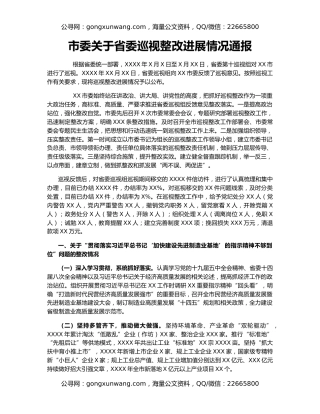 市委关于省委巡视整改进展情况通报