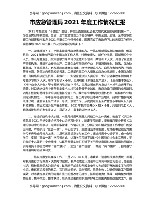 市应急管理局2021年度工作情况汇报