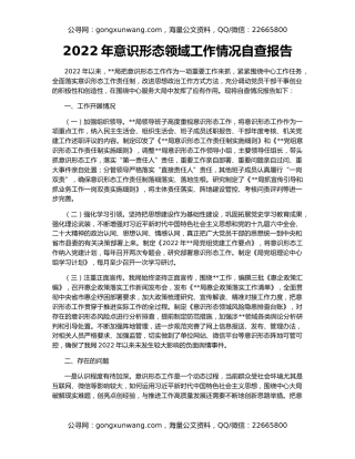 2022年意识形态领域工作情况自查报告