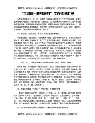 “互联网+政务服务”工作情况汇报