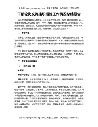 干部轮岗交流挂职锻炼工作情况总结报告