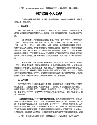 挂职锻炼个人总结