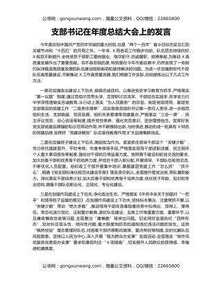 支部书记在年度总结大会上的发言