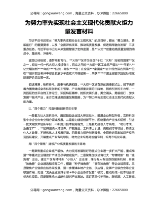 为努力率先实现社会主义现代化贡献火炬力量发言材料
