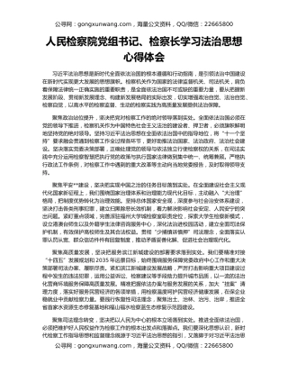 人民检察院党组书记、检察长学习法治思想心得体会