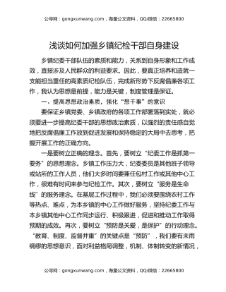 浅谈如何加强乡镇纪检干部自身建设