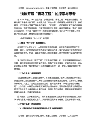 浅谈开展“青马工程”的探索与思考